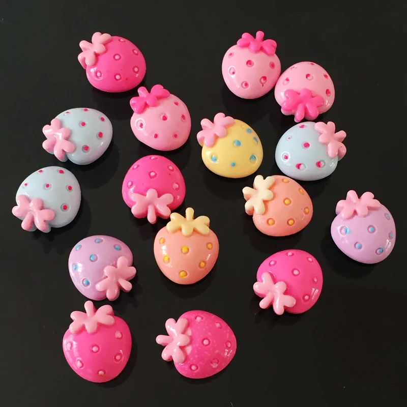 DIY13mm*15mm mixed color diy Christmas strawberry candy phone flat back craft paste button-200PCS/lot-S545*5 | Дом и сад