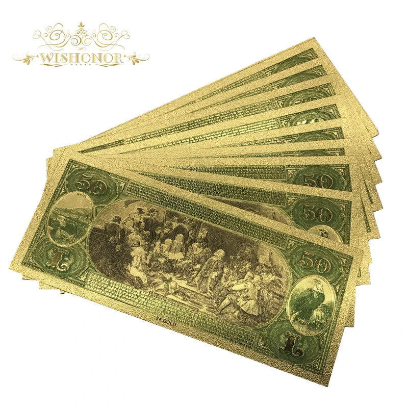 1875 год 50 долларов 24k Золотая банкнота домашняя декоративная поддельная монета