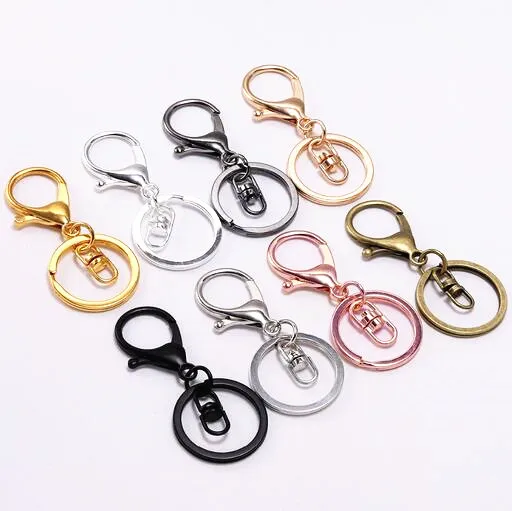 New NEW! 5pcs/lot 8 Colors Plated Keychain Key Ring Long 70 mm Lobster Clasp Hook Split Keyring Findings for | Украшения и