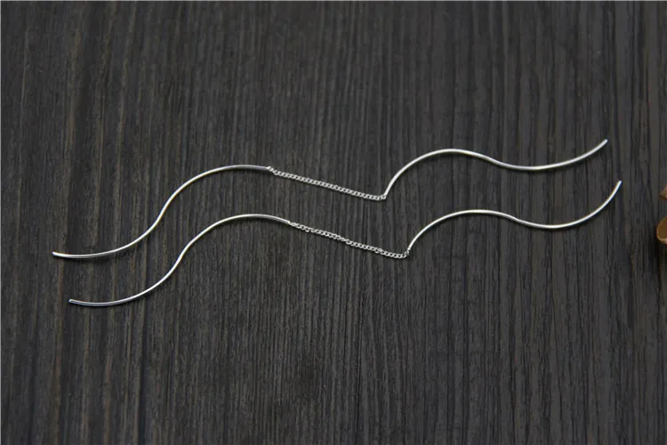 YFN 925 пробы серебряные ювелирные изделия длинные висячие серьги Bijoux Femme простые волнистые серьги из стерлингового серебра с кисточками для женщин