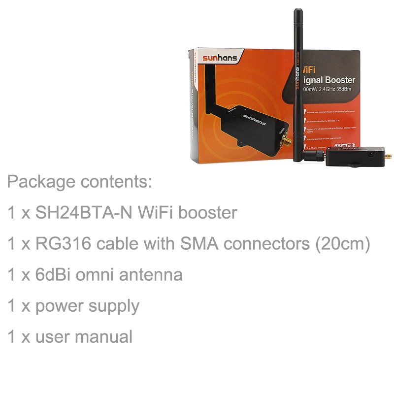 Sunhans SH24BTA N Беспроводной Wi Fi ретранслятор 2 4 ГГц 3000 МВт 35 дБм широкополосный 802.11b/G/N