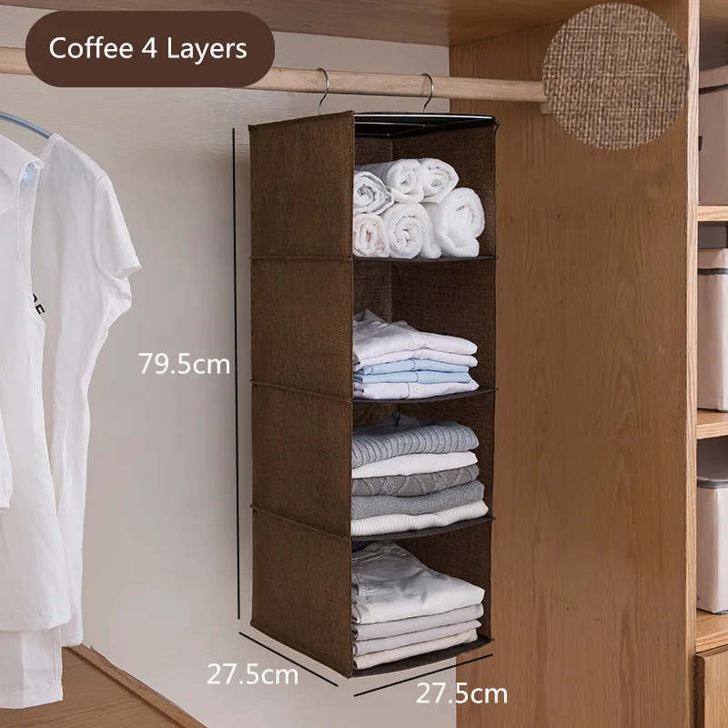 Coffee 4 Layers Подвесной ящик дизайн хлопчатобумажная линия+ стальная сумка для хранения Прочный моющийся подвесной органайзер для рубашки Нижнее белье 1 шт. шкаф для хранения - Цвет: Coffee 4 Layers
