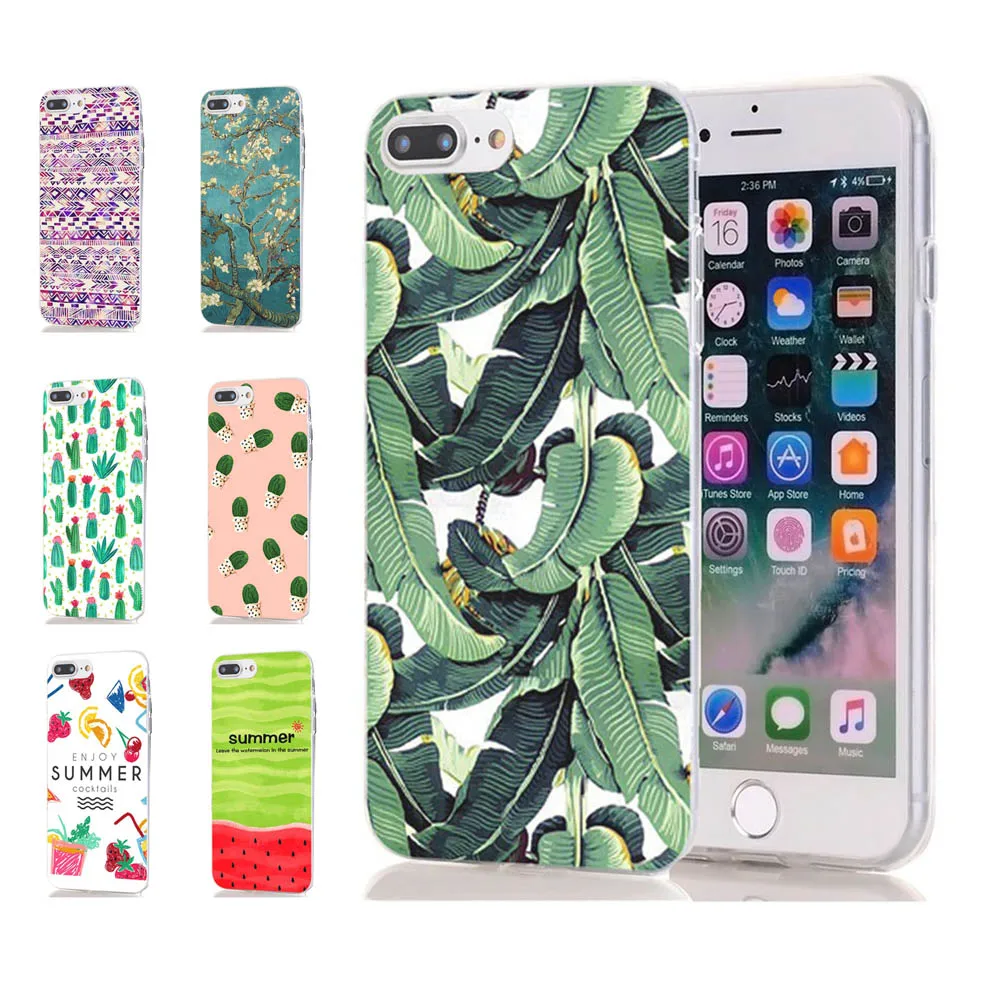 MLCRIYG Soft Phone Case For iPhone 6 6S Plus 7 7Plus 8Plus X TPU Colorful Landscape Flower Flora Pattern Fundas C059 |
