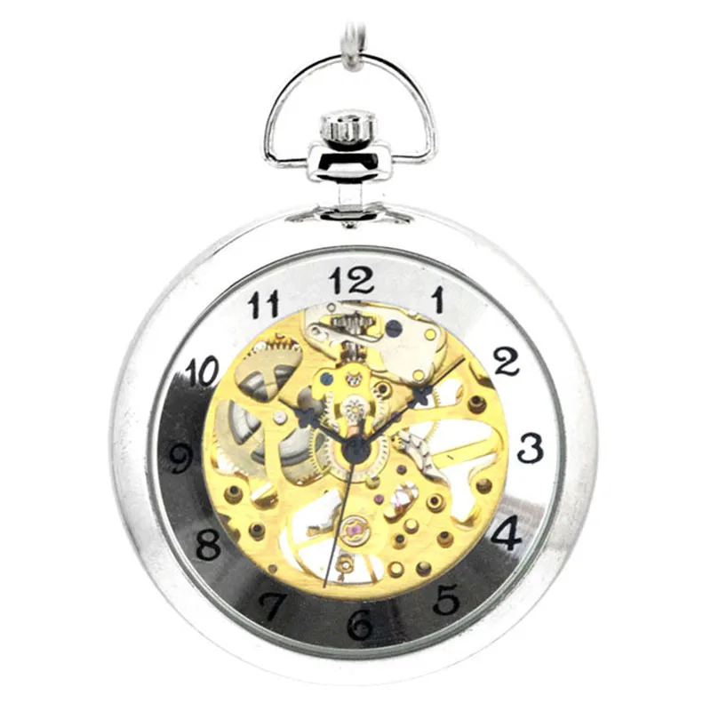 Мужские автоматические механические карманные часы-скелетоны в стиле стимпанк |