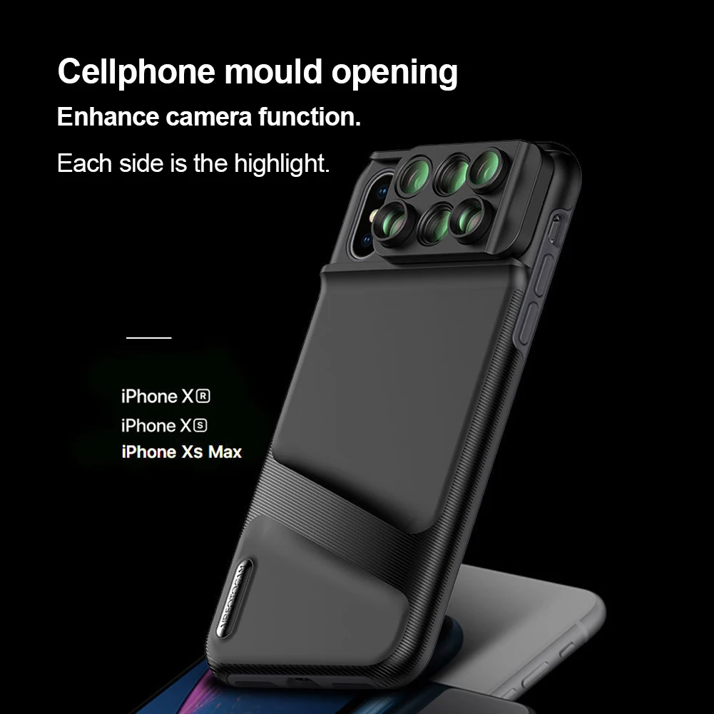 Линза для камеры телефона комплект для iPhone X Рыбий глаз широкоугольный телеобъектив макро зум-объектив с защитным чехлом для iPhone X/XSMAX/XR