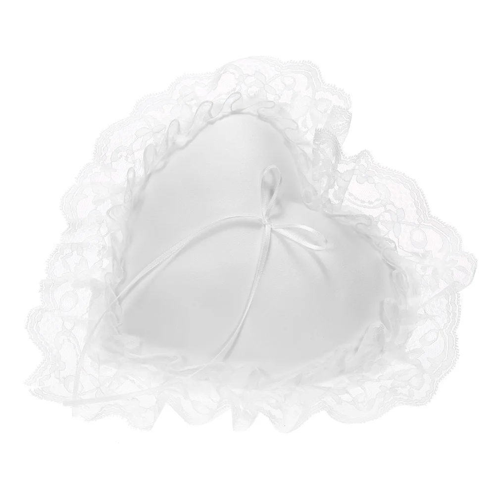 Свадебное Украшение 7*7 дюймов белое кружево Атласное сердце свадебное кольцо