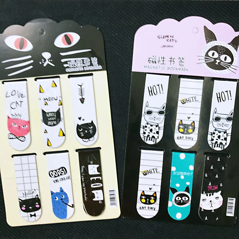 Магнитные книжные маркеры Kawaii Oreo Cat 6 шт./компл. канцелярские принадлежности