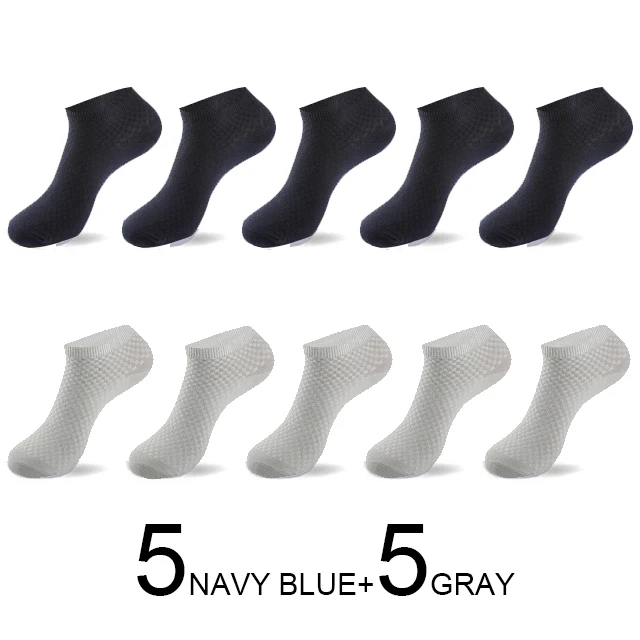 5NAVY BLUE5BLUE GRE MWZHH,, распродажа, весна-лето, дезодорирующие Мужские бамбуковые носки, 10 пар, Harajuku, брендовые счастливые мужские носки, Calcetines Hombre - Цвет: 5NAVY BLUE5BLUE GRE