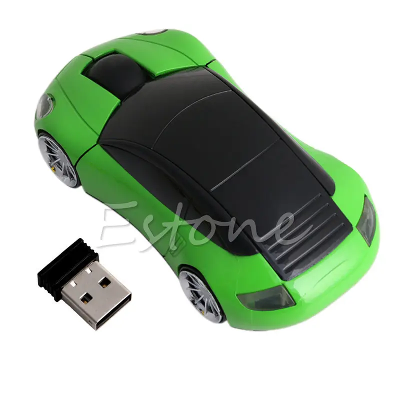 P 2,4 GHZ 1600 dpi беспроводная мышь USB приемник светильник светодиодный супер форма автомобиля оптические мыши Питание от батареи(не входит в комплект - Цвет: Green