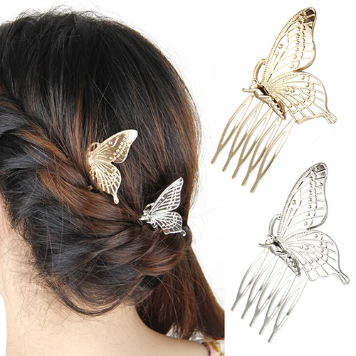 24pcs Women's Vintage Butterfly Alloy Hair Comb Headwear Party Fashion Jewelry Golden Tone | Красота и здоровье