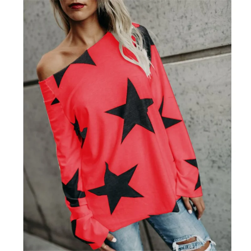 2019 женские футболки с длинными рукавами женская футболка принтом Пентагона топы