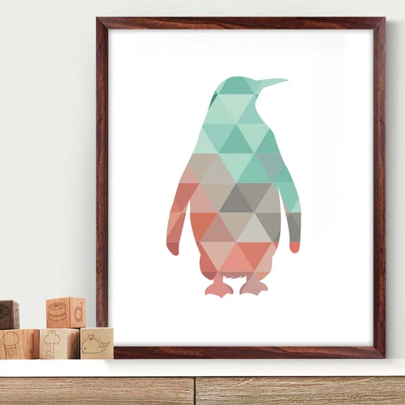 Простой красочный Пингвин треугольники животные модный слой элемент