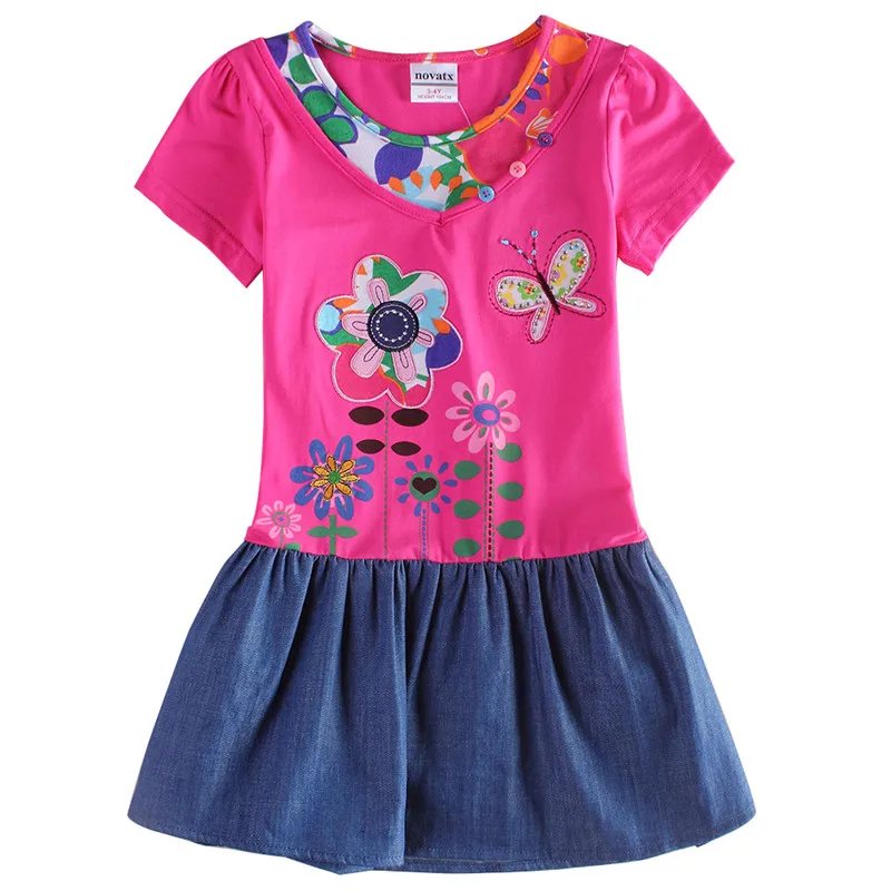 NOVATX Girls Dresses Baby Clothes 2018 Brand Summer Kids Princess Dress Costumes Floral Children Cotton H6063D | Детская одежда и
