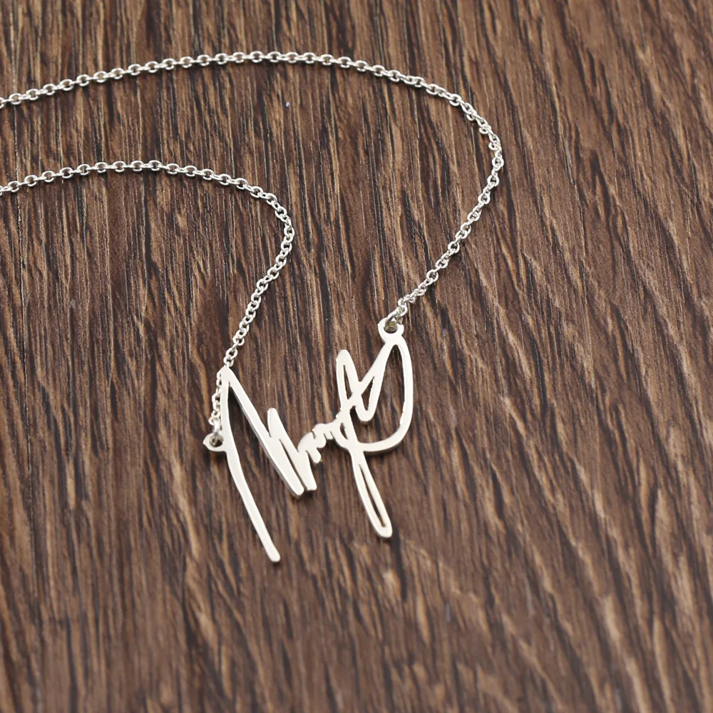 Hand Cut Out Your Signature Necklace Customized 925 Solid Silver Nameplate Written Words Pendent | Украшения и аксессуары