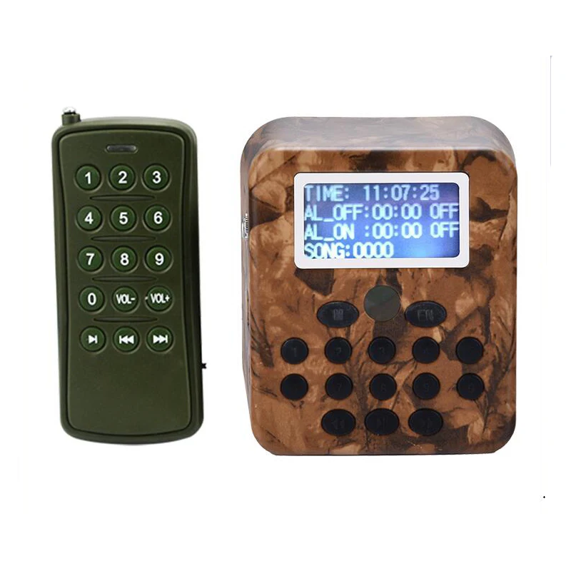 Long Range MP3 Player Camouflage Color for Outdoor 300-500m Remote Control & 50W Speaker Reach 2km & 210 Bird Songs Included