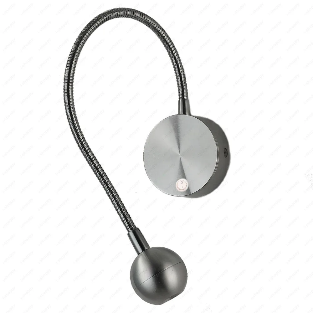 3W LED Wall Sconce Lamp Picture Light Fixture Indoor Lighting Flexible Pipe On/Off Button/Not Silver Shell Cabinet Exhibition | Лампы и