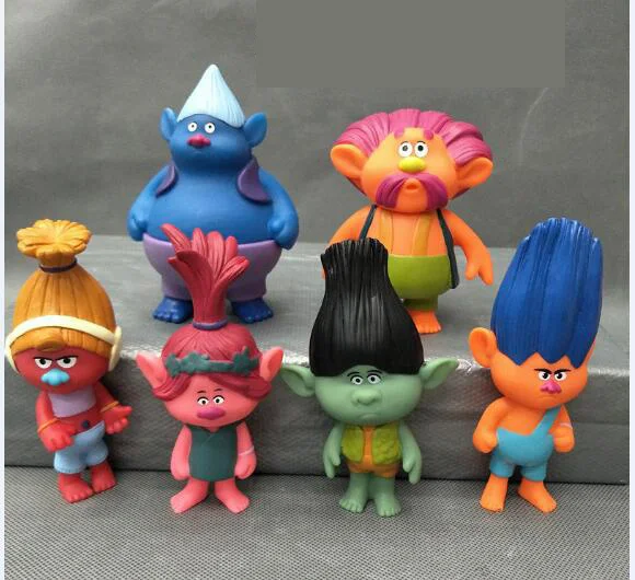6 шт./компл. 2016 DREAMWORKS кино тролли Поппи Бранч Biggie фигурки из ПВХ куклы игрушки|figure