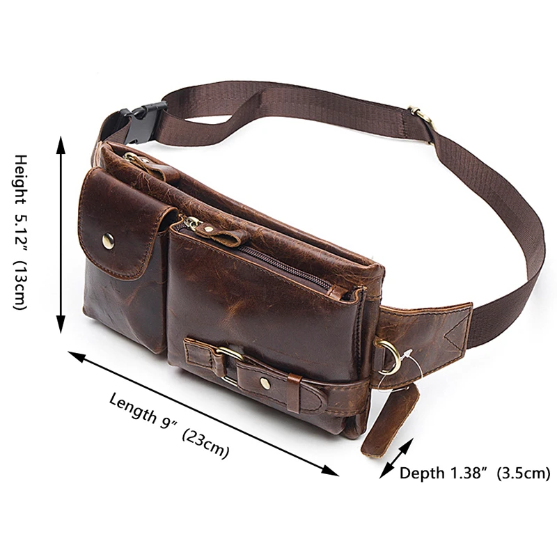 Мужская поясная сумка MVA из натуральной кожи Качественная мужская через плечо