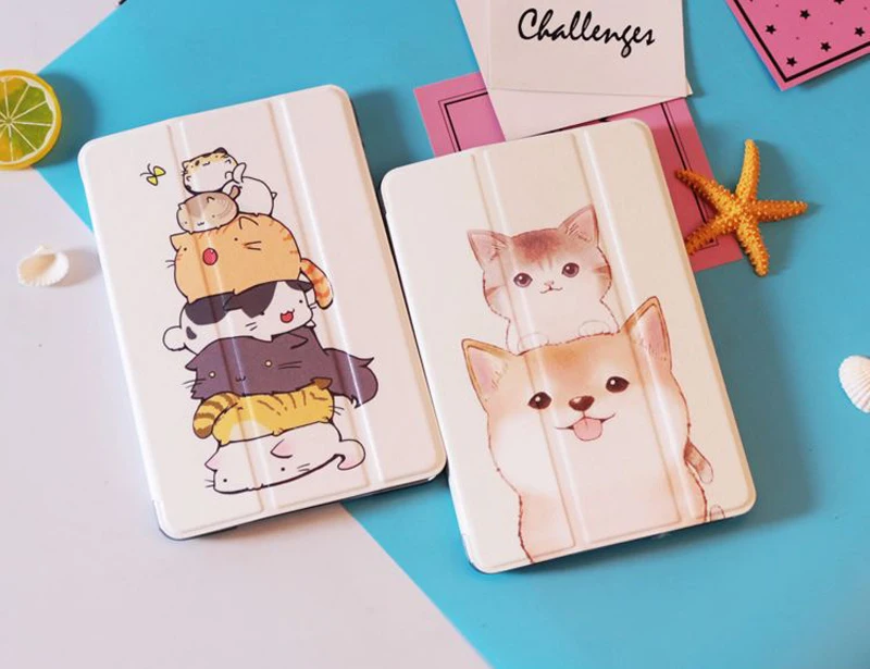 Милый мультяшный чехол Kawaii Akita с Умной подставкой, для iPad Mini 1 2 3 4, чехол для нового iPad Air 1 2
