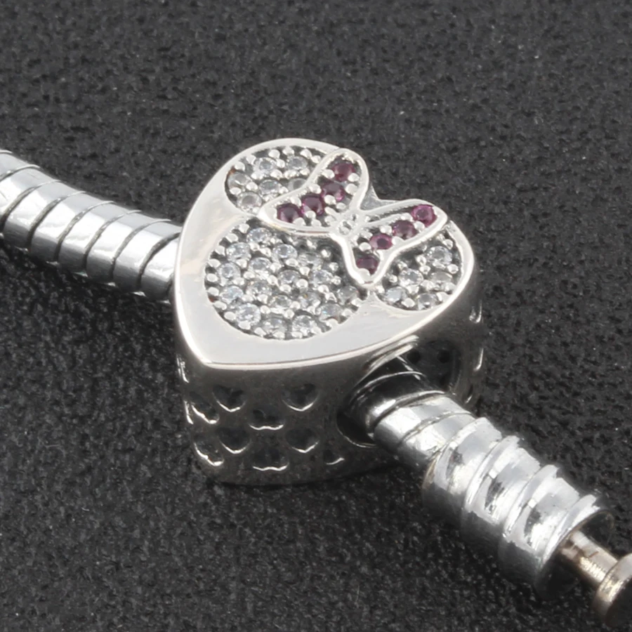 ZMZY 925 пробы серебряные подвески Микки Минни Любовь Сердце CZ Бусины Подходит Пандора Шарм браслет DIY Создание Для женщин ювелирные изделия