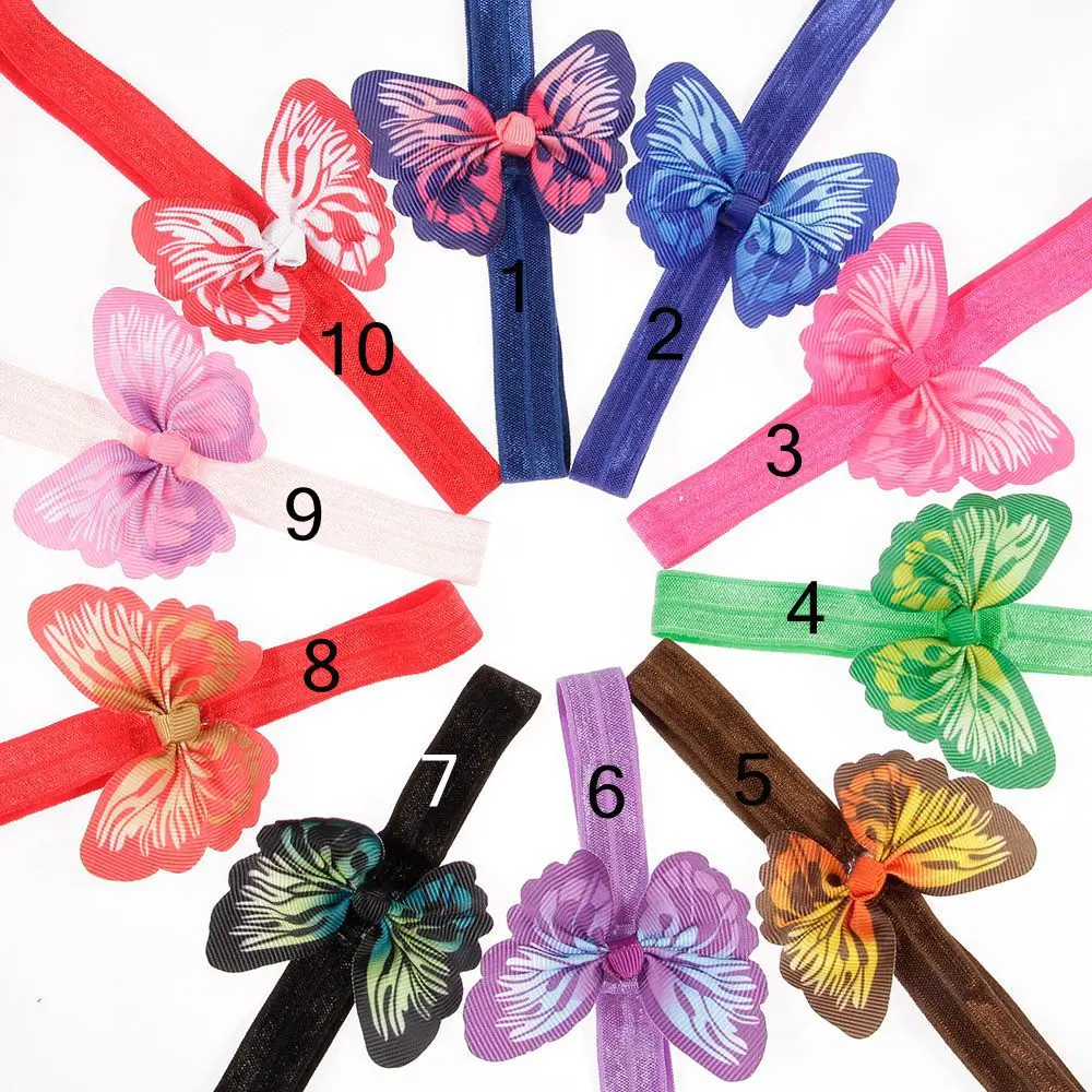 

Yundly 10pcs/lot Cute Butterfly Shape Baby Girls Headband Headwear Elastic Kids Children Bow Hairband Hair Accessories