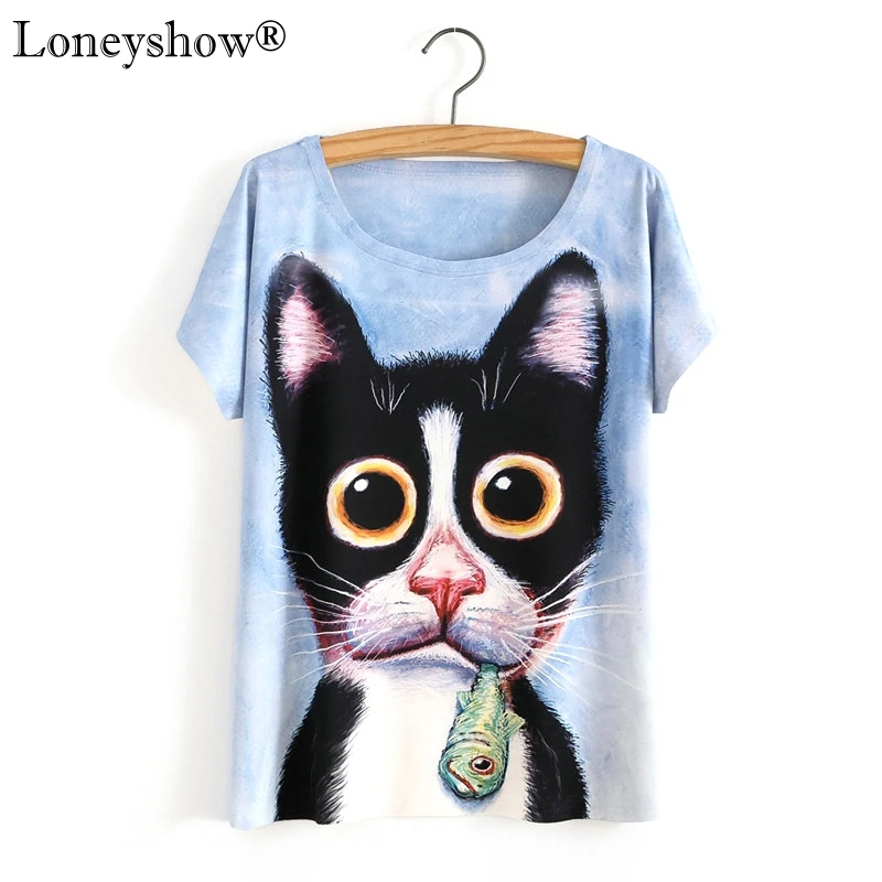 2017 Новый горячий 3D печатных милый мультфильм женские футболки с короткими