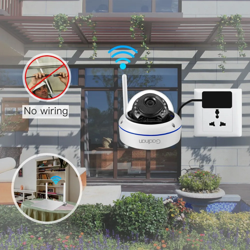 Gadinan аудио 1080 P 960 720 Hi3518E Wi-Fi IP Камера CCTV 2MP открытый Беспроводной купольные Vandalproof