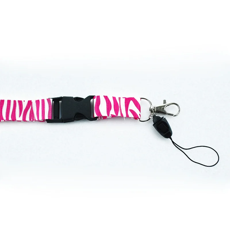 Hot Design Pink Zebra Lanyard Key Chain Necklace Polyester Mobile ID Holder Neck Straps 12pcs/lot-Free Shipping | Украшения и