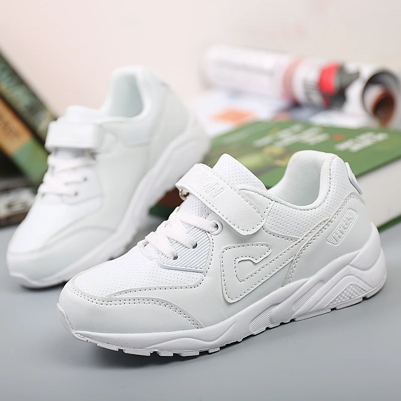 Обувь с дышащей сеткой кожа Кроссовки для девочек мальчиков Дети Белый