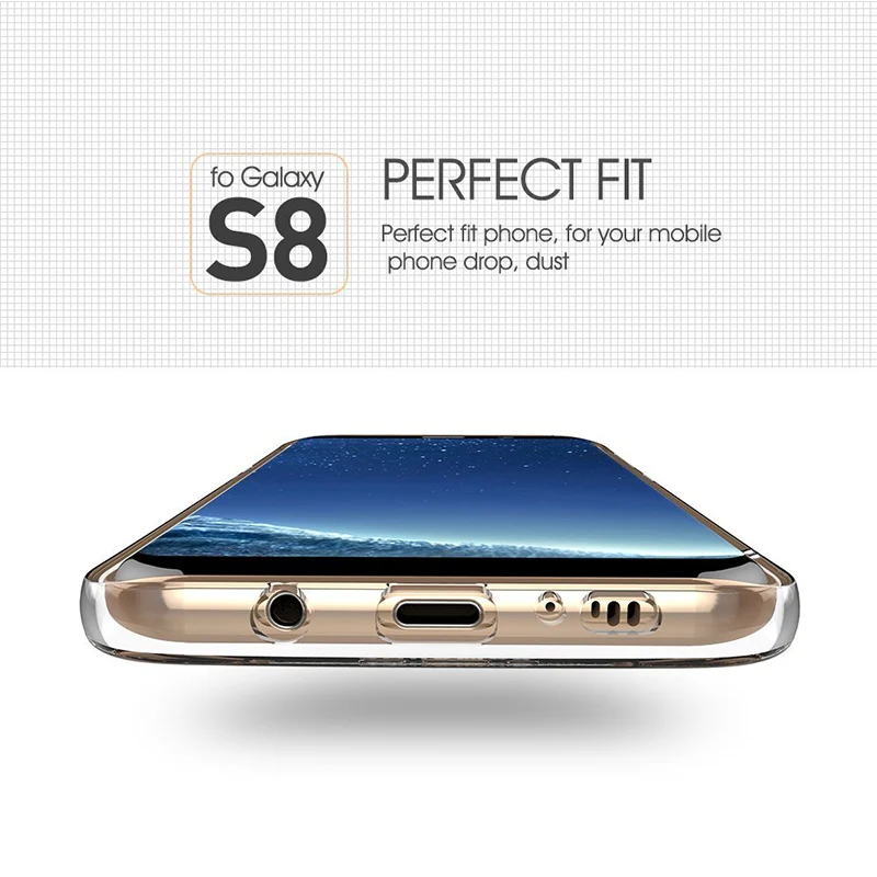 Voguery Transparent Soft TPU Case Cover for Samsung Galaxy S8 / Plus Phone Shell Ultra Slim Rubber Gel Clear Fundas | Мобильные