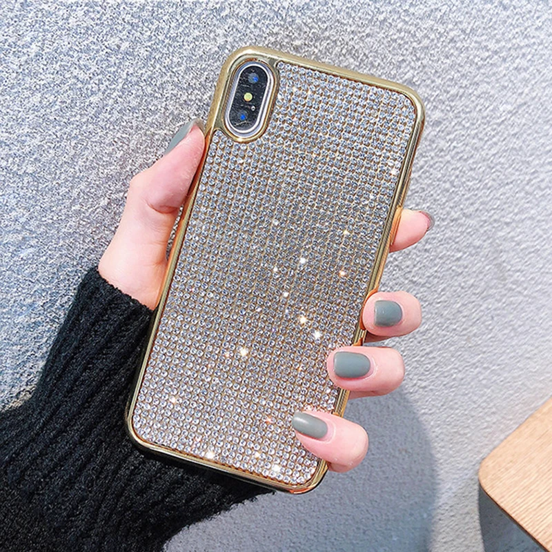 Блестящий чехол со стразами для iphone 12 Pro 11 XS Max XR X 8 7 6s plus модные блестящие мягкие