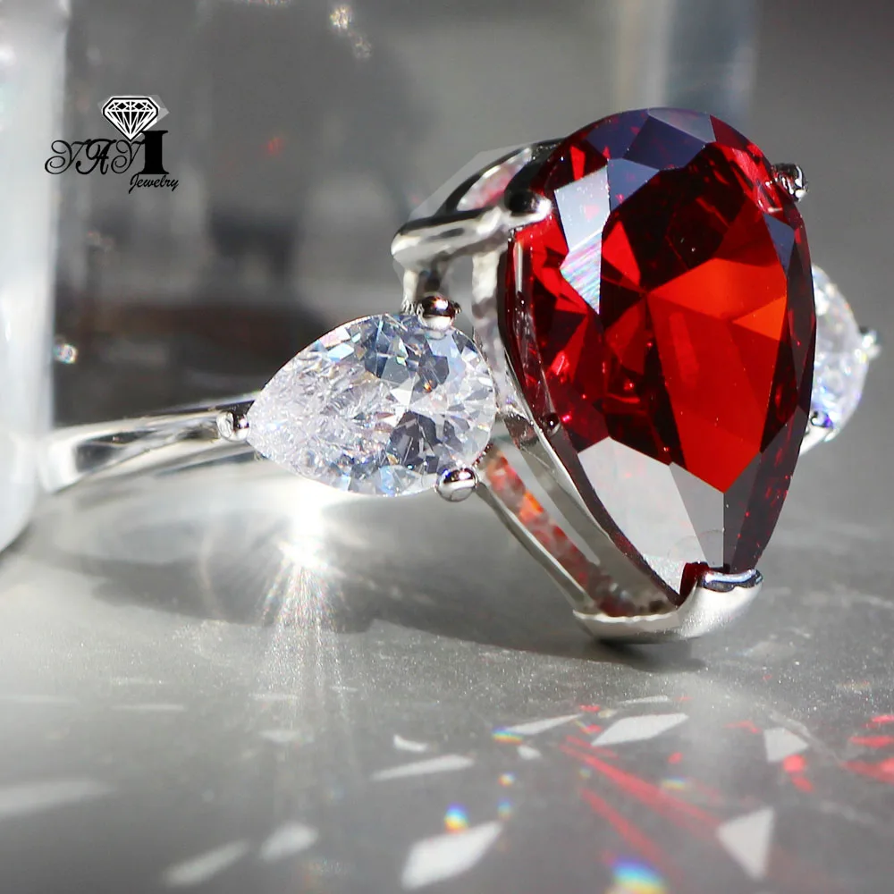 Ювелирные изделия YaYI Мода Принцесса Cut 4 2 CT красный цирконами серебряные Цвет