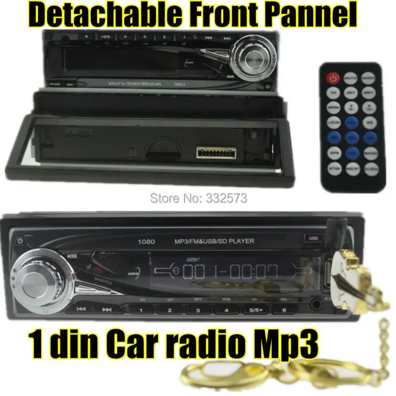 Автомобильный Радио плеер Съемная передняя панель MP3 FM/USB/SD/1 Din/пульт дистанционного управления/USB порт 12 в автомобильный аудио стерео Противоугонный