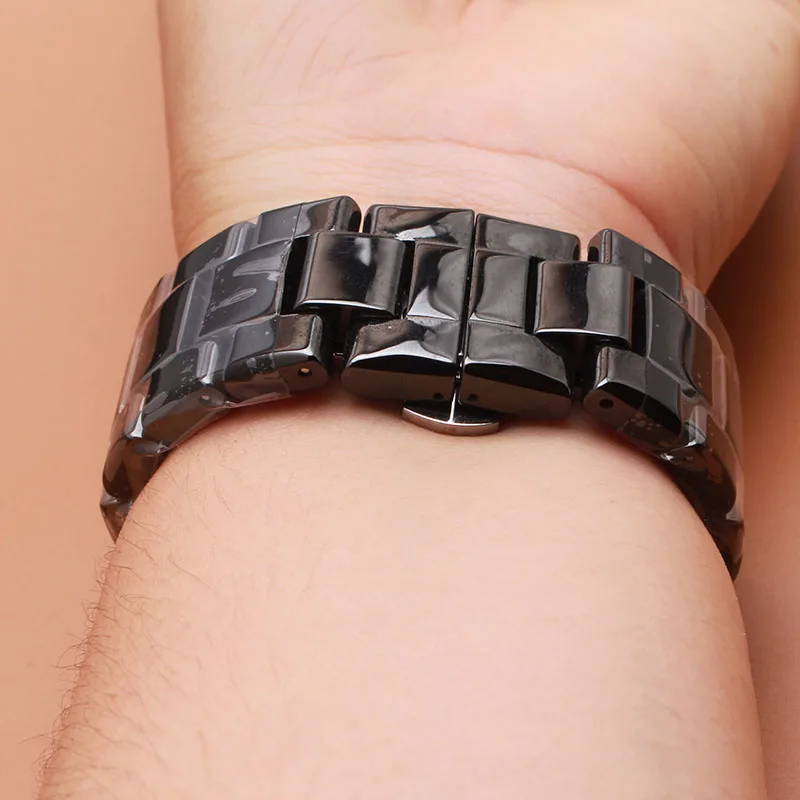 

Watchbands 22mm High Quality Ceramic Watchband black Diamond Watch fit brand ar1400 1403 ar1410 ar1442 Man Bracelet Curved ends