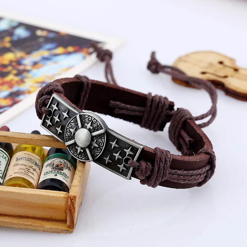 Мужские и женские браслеты из натуральной кожи коричневого цвета | Украшения