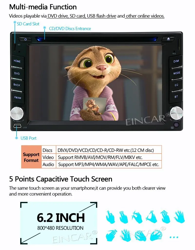 Беспроводная резервная камера + Автомобильный dvd плеер Android 6 0 2 "Автомобильная