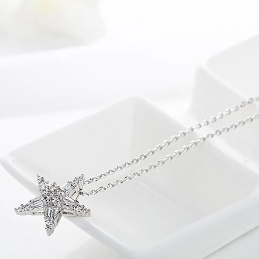Luoteemi новые Лидер продаж Роскошные AAA Ясно CZ Crystal Star Форма кулон Цепочки и ожерелья