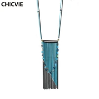 chicvie punk fashion natural stone beads necklaces gold color color pendant necklaces for women jewelry sne160242