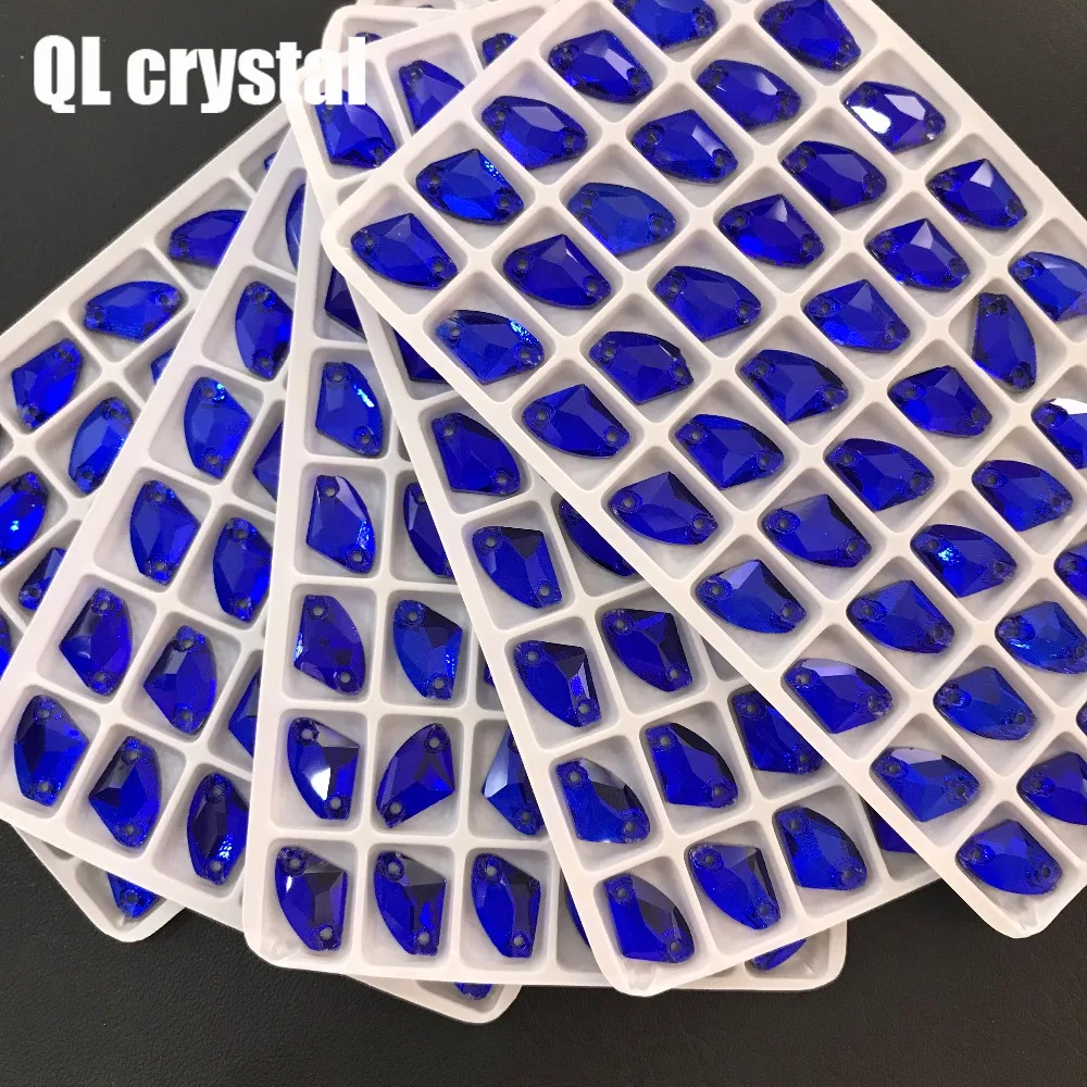 

QL Crystal 9x14mm Galactic AX Sew on Crystal Rhinestone Flatback Glass crystal sew on strass for Wedding dress clothing