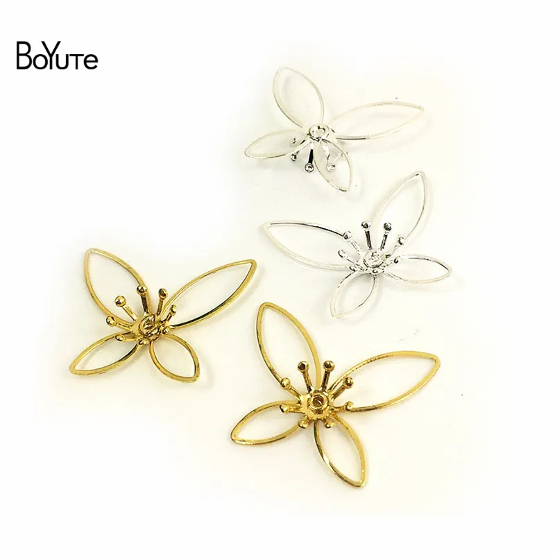 7 Flower-21x25MM BoYuTe 50 шт. металл латунь тиснение Филигрань Цветок аксессуары части для свадебных волос ювелирных изделий - Цвет: 7 Flower-21x25MM