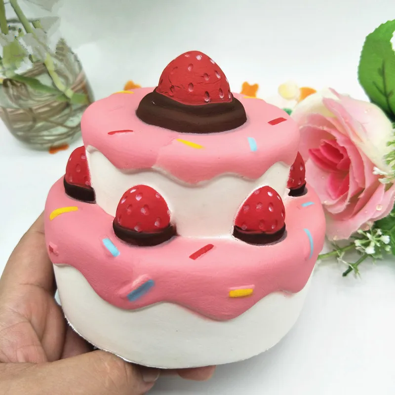 Сладкая игрушка Mochi Squishy Jumbo клубничный торт Ароматизированная очень медленно