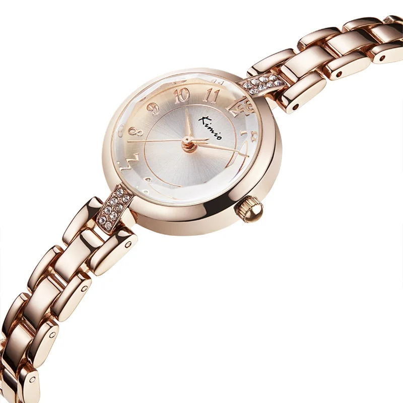 2017 модный бренд Kimio Роскошные Кварцевые часы женские золотые стразы браслет