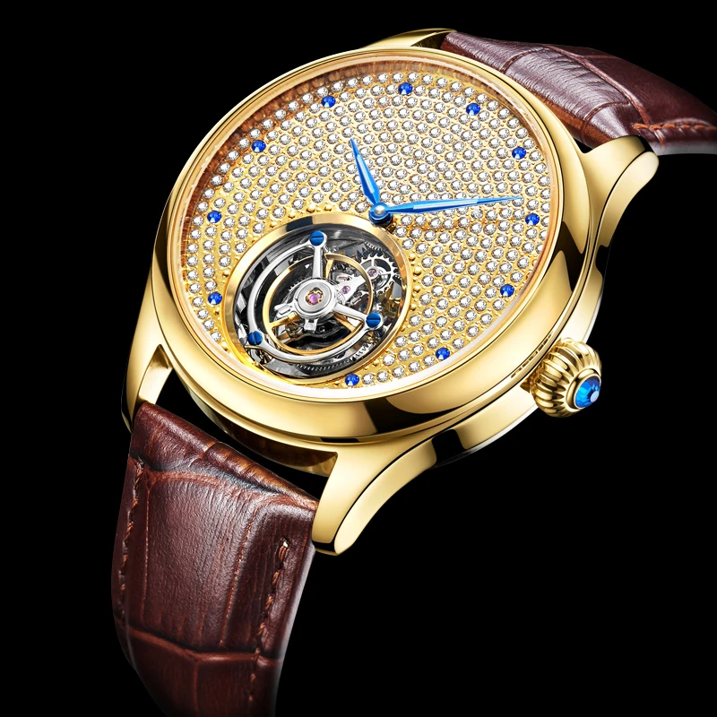 Tourbillon механические часы мужские Лидирующий бренд часы сапфировые зеркальные оригинальные ручные намотки полые Движение Мужские t Стразы Часы Saat