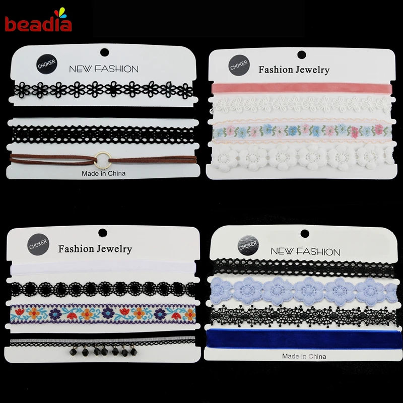 Модные ювелирные изделия 4 шт./компл. кружевное ожерелье чокер комбинированное