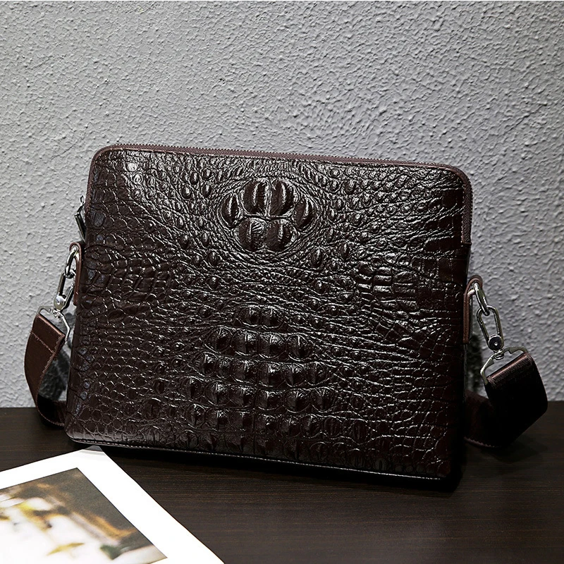 Новые Брендовые мужские сумки деловая кожаная сумка мессенджер Крокодиловая
