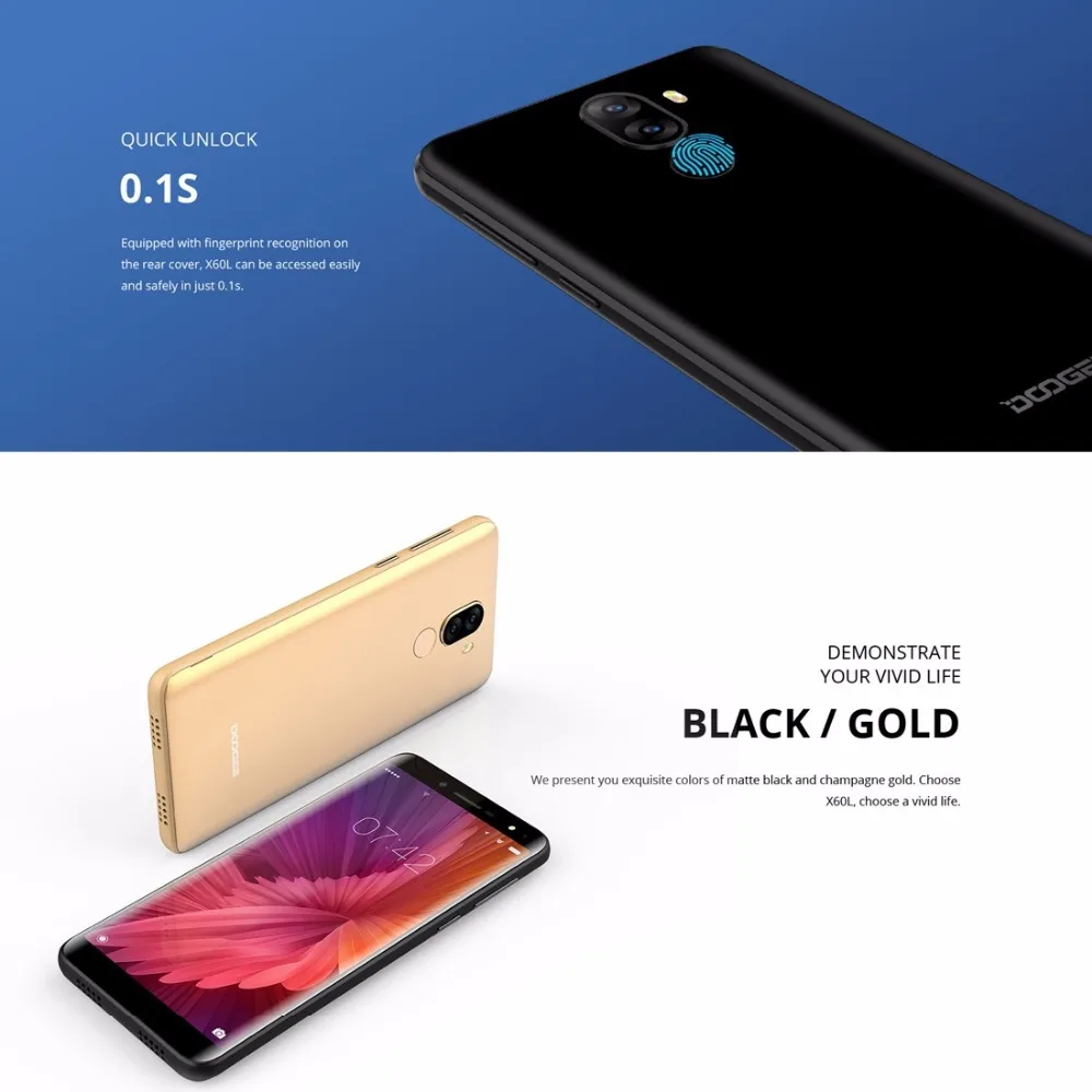 DOOGEE X60L 3300 мАч 4 г 5 дюймов 18: 9HD Экран Смартфон 13 0 + 8 Мп 2 16 ГБ телефона MTK6737V ядра Android 7