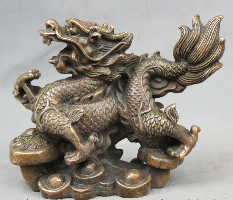 

Xd 001516 7 "Китайский Бронзовый Зодиак Год Дракона монета RuYI юаней Bao деньги статуя Feng Shui