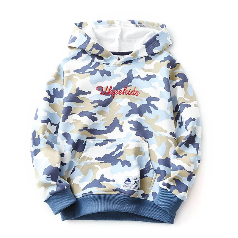 Light blue IYEAL детские толстовки с капюшоном для мальчиков детская одежда осенняя камуфляжная хлопчатобумажная трикотажная рубашка свитер для повседневной носки для мальчиков топы, костюм для От 4 до 12 лет - Цвет: Light blue