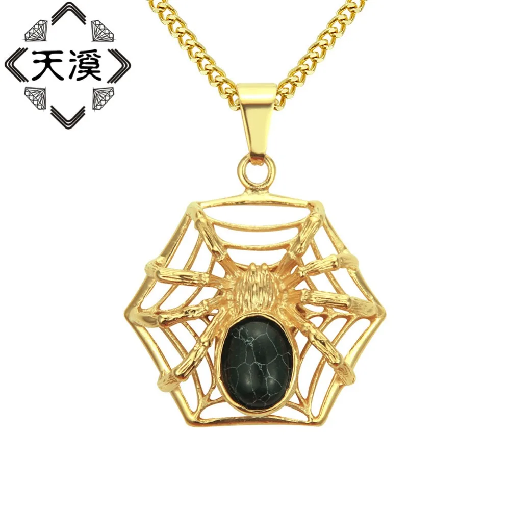 Новые модные золотистые металлические цепь с пауком прозрачного хрусталя