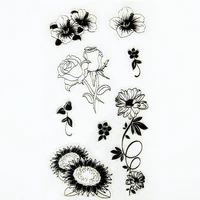 yinise sunflower silicone clear stamps for scrapbooking diy album cards making decoration tpr transparent rubber stamp 1120cm